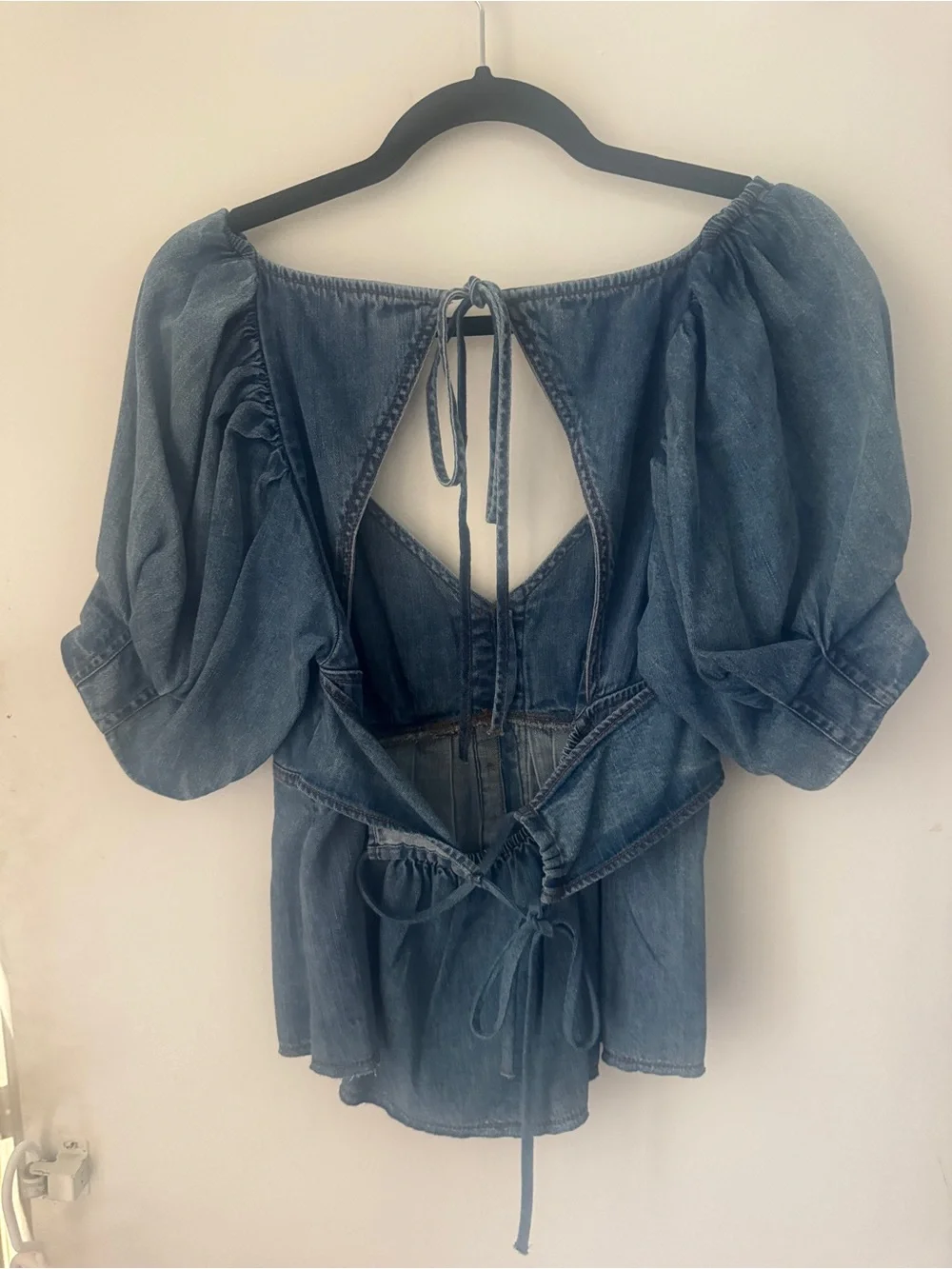 Anthropologie Pilcro Denim Peasant Blouse in Blue - NWOT